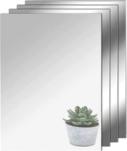 HD Adhesive Mirror 4 Pieces No Glass Tiles A4 Self-Adhesive Sheets Flexible Film Acrylic Wall Decoration (29 x 21 cm)