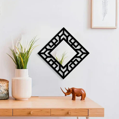 Vintage Square Wall Mirror  Hollow Pattern Mirror Wall Hanging with Acrylic Frame | Emaazz