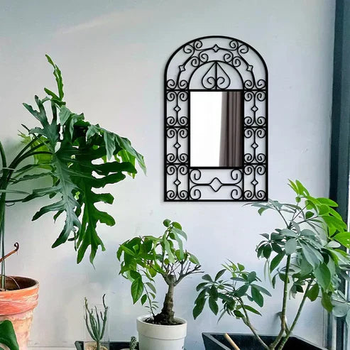 Black Acrylic Wall Mirror with Ornate Frame | Emaazz